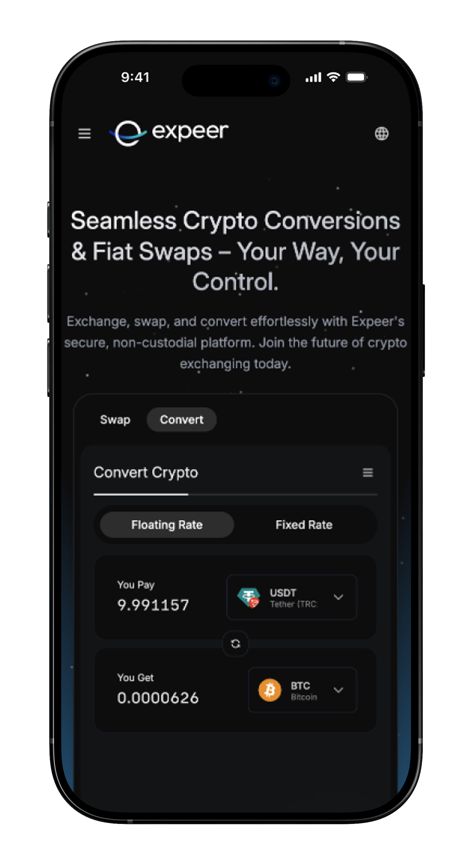 Mobile app interface